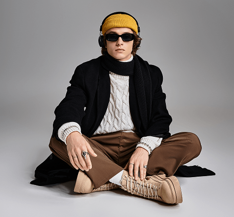 Black Bold Jacket With a Striking Yellow Cap